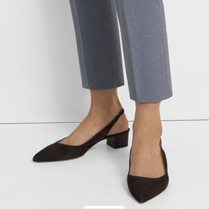 Theory slingback block heal pumps -dark brown